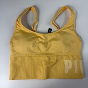 Victoria's Secret PINK Sport Yellow Seamless Longline Sports Bra Small S C70 D70